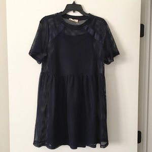 Navy Blue Double Layered Dress